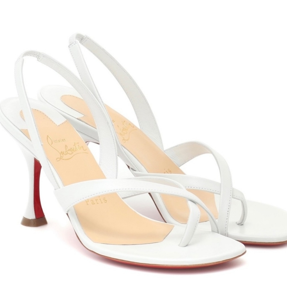 Christian Louboutin white thong slingback 3.5" heels 👠